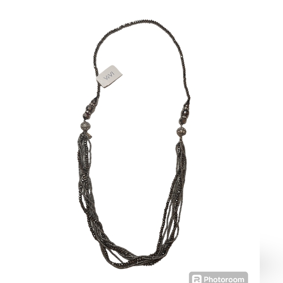 NWT ViVI Beaded Crystal Seven Strand Necklace - Picture 1 of 12